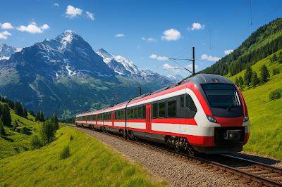 Train Alpin Dans Le Paysage Enneige